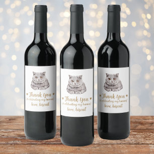 Personalised Cat Wedding Wine Label