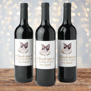 Personalised Cat Wedding Wine Label