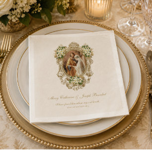 Personalised Catholic Wedding Napkins w/Scripture