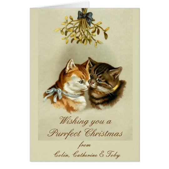 Personalised Cats Vintage Christmas Card