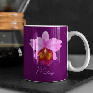 Personalised Cattleya Orchid Motif Print Coffee Mug