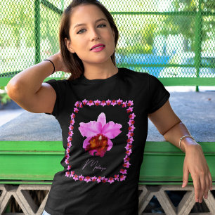Personalised Cattleya Orchid Motif Print T-Shirt