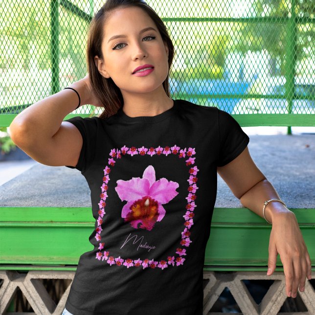 Personalised Cattleya Orchid Motif Print T-Shirt (Creator Uploaded)