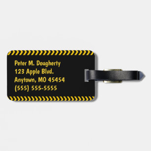 Personalised Caution Tape on Black with Name Luggage Tag