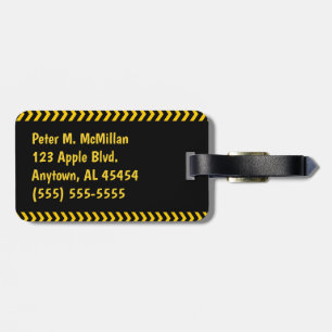 Personalised Caution Tape on Black with Name Luggage Tag