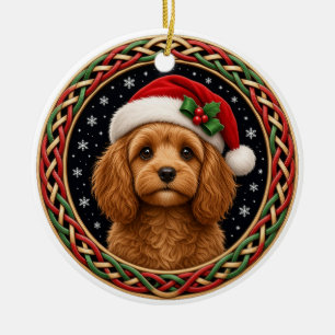 Personalised Cavapoo Celtic Knot Christmas Ceramic Tree Decoration