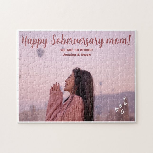 Personalised Celebrate Sober Mum Custom 1 Photo Jigsaw Puzzle (Horizontal)
