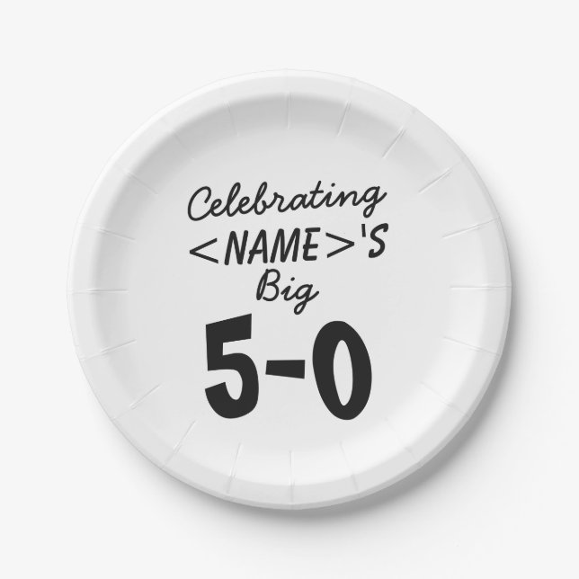 Personalised Celebrating the Big 5-0 50th birthday Paper Plate (Front)