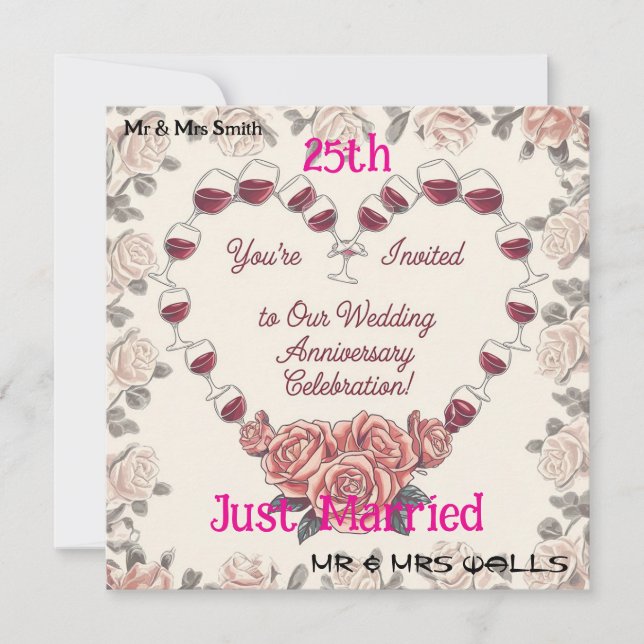 Personalised Celebration 25 Years of Love  Invitation (Front)