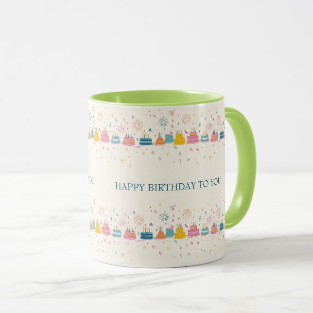 Personalised Celebration Mug – Cakes & Confetti (Front Right)