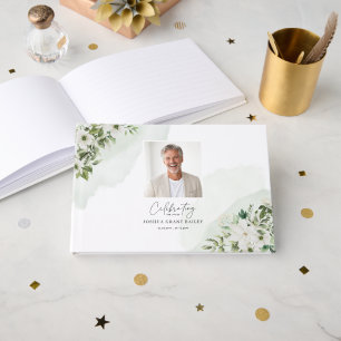 Personalised Celebration of Life Sign Floral Photo Guest Book
