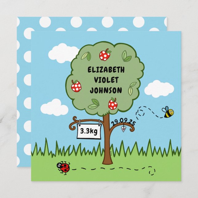 Personalised Celebration Tree Birth Announcement (Front/Back)