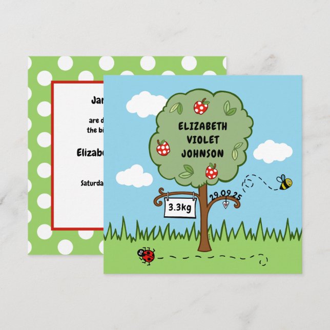 Personalised Celebration Tree Birth Announcement (Front/Back)