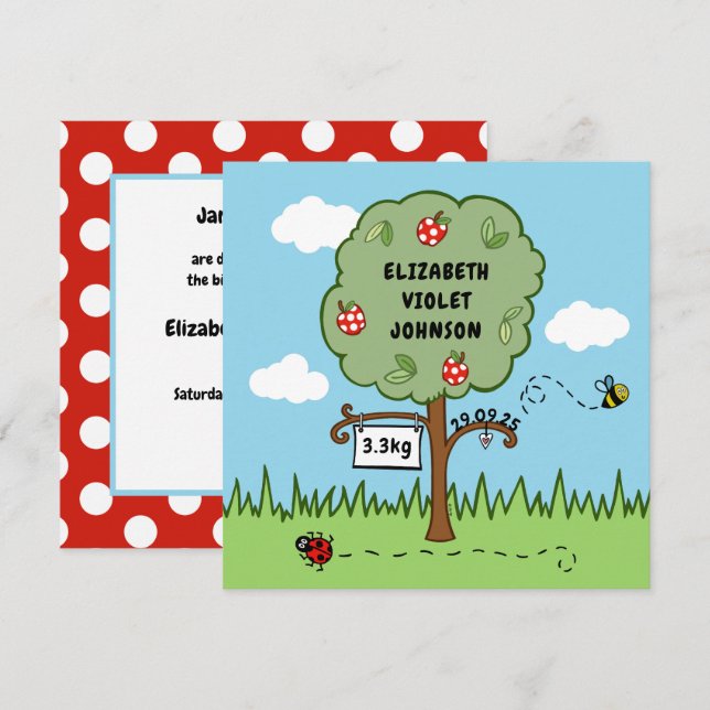 Personalised Celebration Tree Birth Announcement (Front/Back)