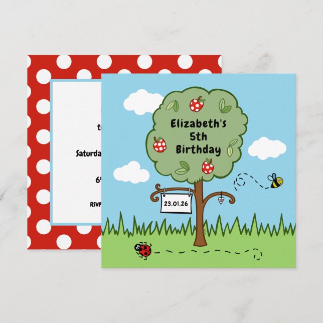 Personalised Celebration Tree Kid's Birthday Party (Front/Back)