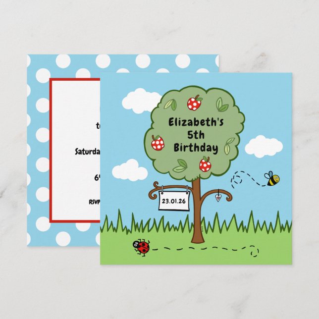 Personalised Celebration Tree Kid's Birthday Party (Front/Back)