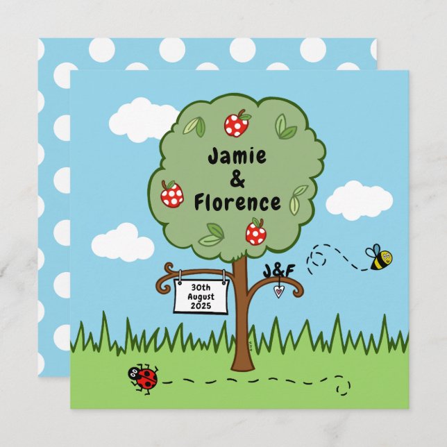 Personalised Celebration Tree Wedding Invitation (Front/Back)