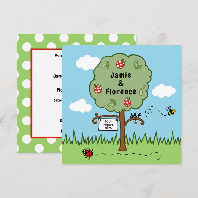 Personalised Celebration Tree Wedding Invitation (Front/Back)