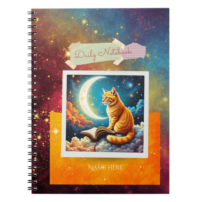 Personalised Celestial Cat Notebook – Starry Tabby (Front)