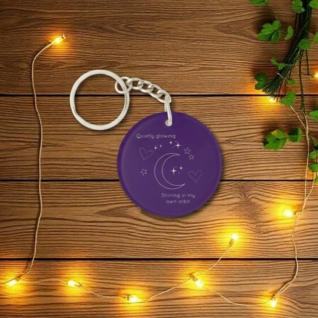 Personalised Celestial Line Art Purple Keychain (Creator Uploaded)