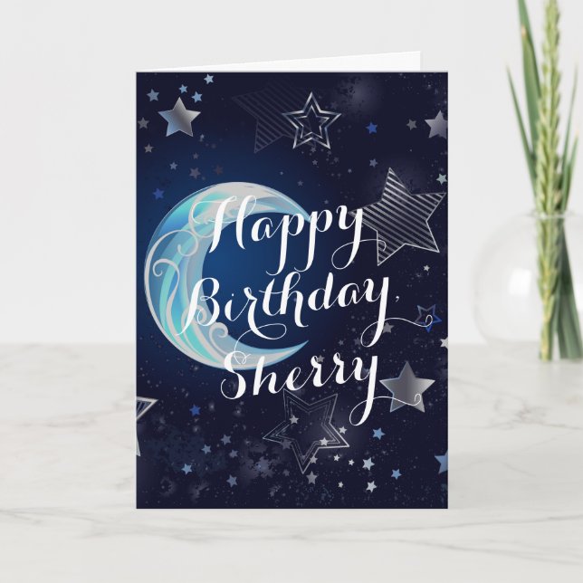 Personalised Celestial Moon Birthday Card (Front)