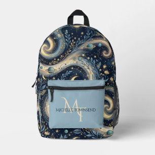 Personalised Celestial Moth & Moon Printed Backpack
