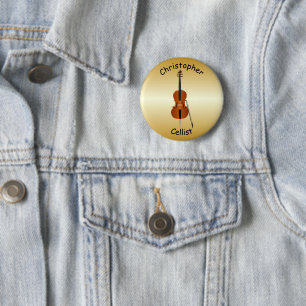Personalised Cello Design 6 Cm Round Badge