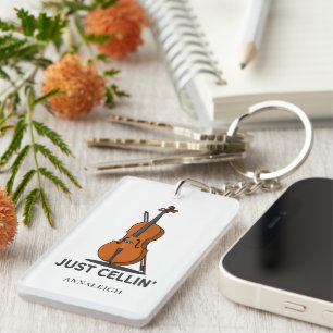 Personalised Cello Just Cellin Cellist Gag Key Ring