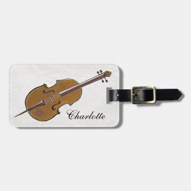 Personalised cello musical instrument or luggage tag (Front Horizontal)