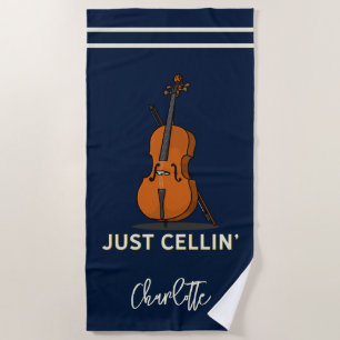 Personalised Cello Script Monogram Musician Beach Towel