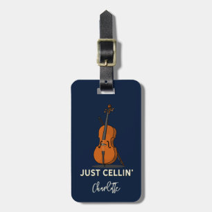 Personalised Cello Script Monogram Musician Luggage Tag