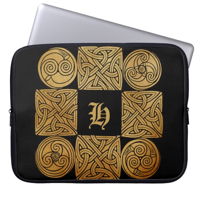 Personalised Celtic Knotwork Cross Laptop Sleeve (Front)