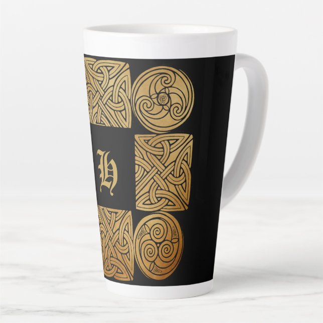 Personalised Celtic Knotwork Cross  Latte Mug (Right Angle)