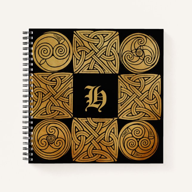 Personalised Celtic Knotwork Cross Spiral Notebook (Front)