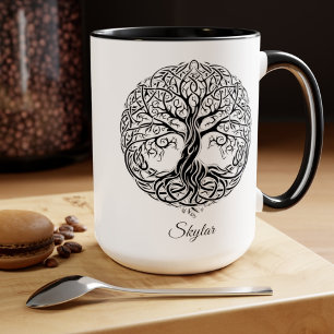Personalised Celtic Tree Mug, Scottish Gifts Two-Tone Coffee Mug