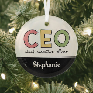 Personalised CEO Chief Executive Officer Boss Gift Glass Tree Decoration