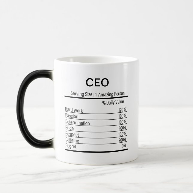 Personalised CEO Nutrition Facts, Nutrition Facts  Magic Mug (Left)