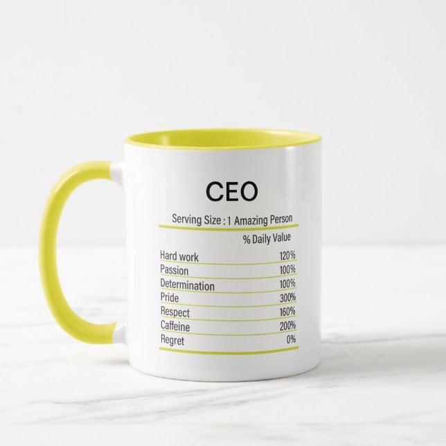 Personalised CEO Nutrition Facts, Nutrition Facts  Mug (Left)