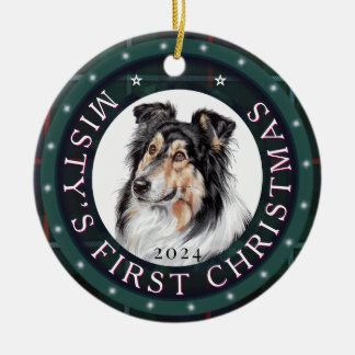 Personalised Ceramic Circle Pet Xmas Tree Ornament