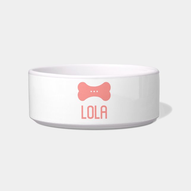 Personalised Ceramic Pet Bowl (Flamingo Pink) (Front)