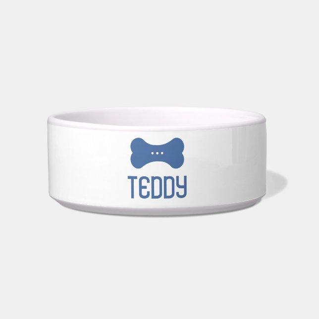 Personalised Ceramic Pet Bowl (French Blue) (Front)