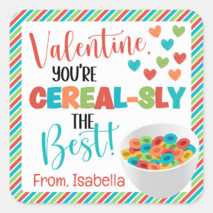 Personalised Cereal Valentine's Day Square Sticker