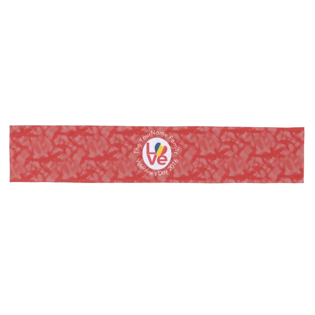 Personalised Chad Red LOVE Flag Medium Table Runner (Horizontal)