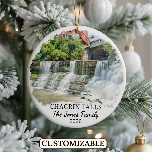 Personalised Chagrin Falls Ornament, Custom Ohio Ceramic Tree Decoration (Creator Uploaded)