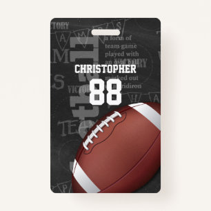 Personalised Chalkboard American Football ID Badge