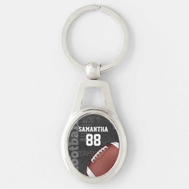 Personalised Chalkboard American Football Key Ring (Front)