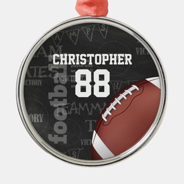 Personalised Chalkboard American Football Metal Tree Decoration (Front)