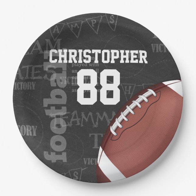 Personalised Chalkboard American Football Paper Plate (Front)