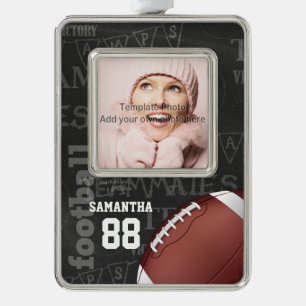 Personalised Chalkboard American Football Silver Plated Framed Ornament