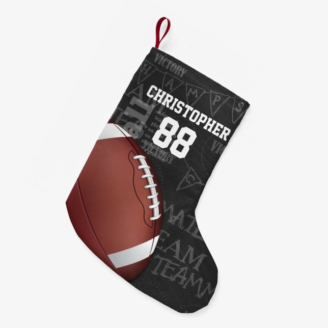 Personalised Chalkboard American Football Small Christmas Stocking (Front (Hanging))
